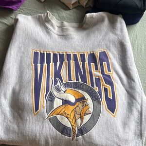 Minnesota Vikings Gray Crewneck Sweatshirt - NFL Team Logo